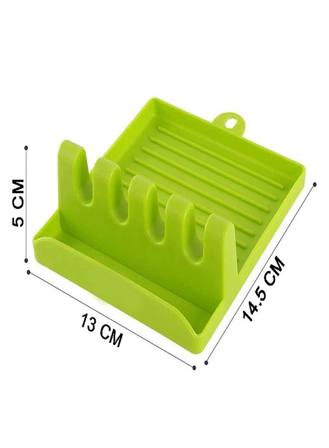 Orrda Utensil Storage Rack - 4 Slots Plastic Spoon Rest Mat Stand Cooking Spatula Holder Tray - Chopsticks Holder Spoons Pad Kitchen Utensil (2 Pcs) (Multi Color) - Image 2